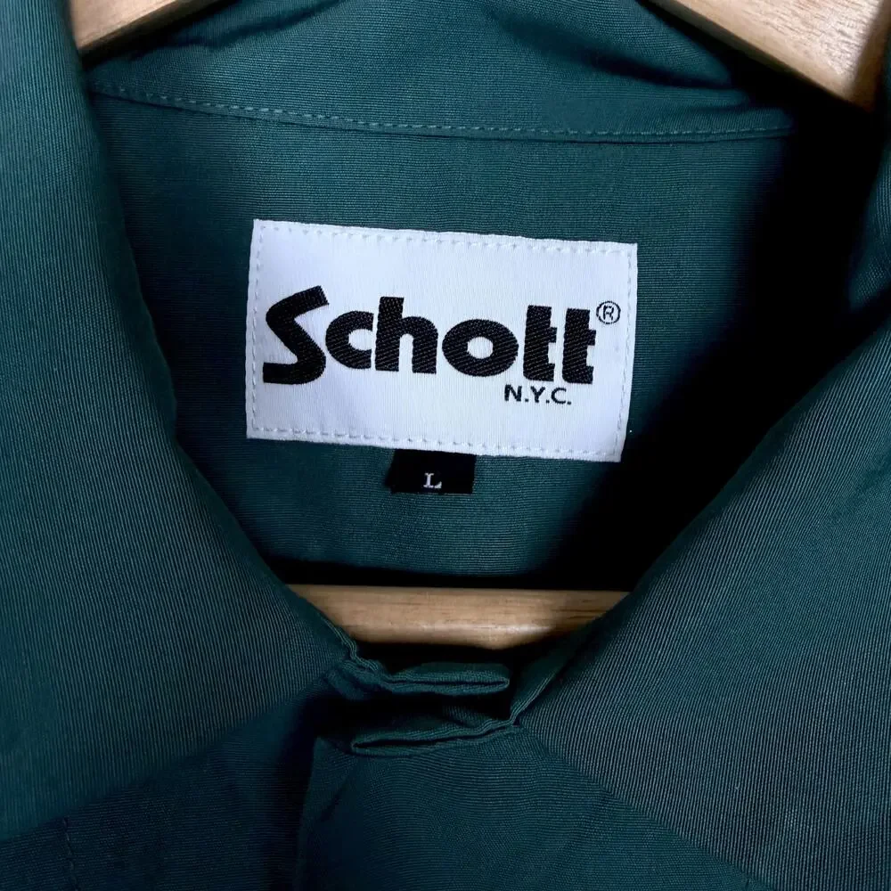Schott Brothers NYC Long Sleeve Dark Green Embroidered Work Shirt Size L - Picture 7 of 10